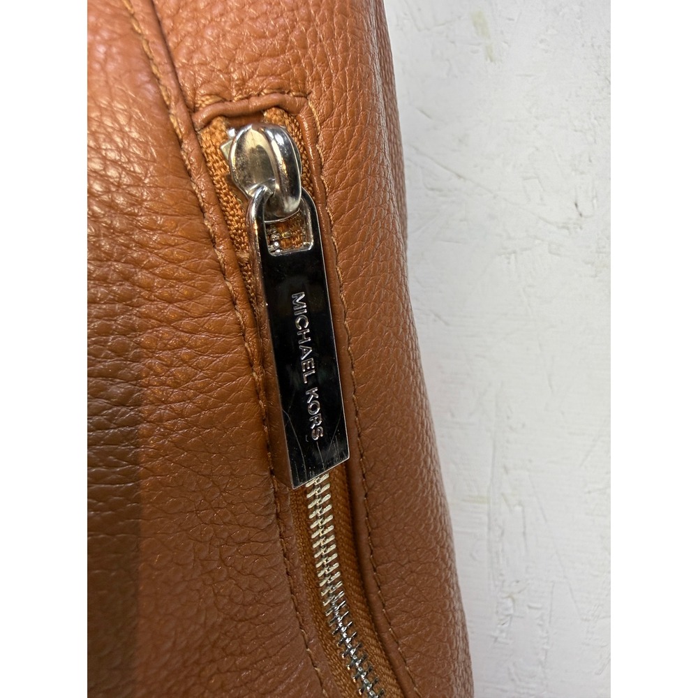 Michael Kors Bedford Brown Pebbled Leather Hobo Shoulder Bag Silver Hardware - Picture 11 of 14